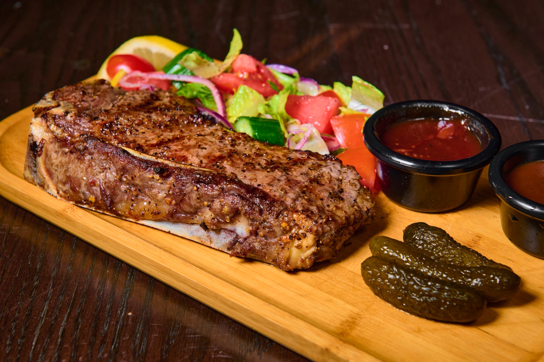 18oz T-Bone steak signature plate at Platinum Mic Brooklyn karaoke lounge