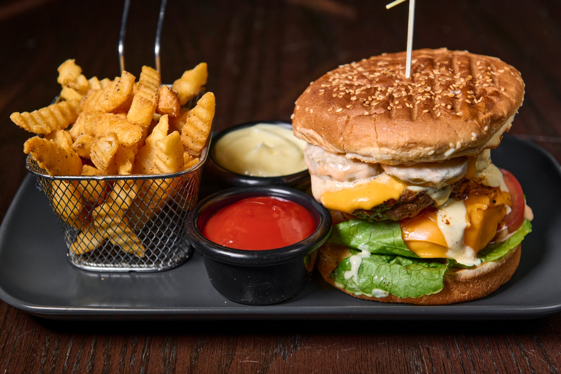 Smash burger late-night menu at Platinum Mic karaoke lounge Brooklyn NYC