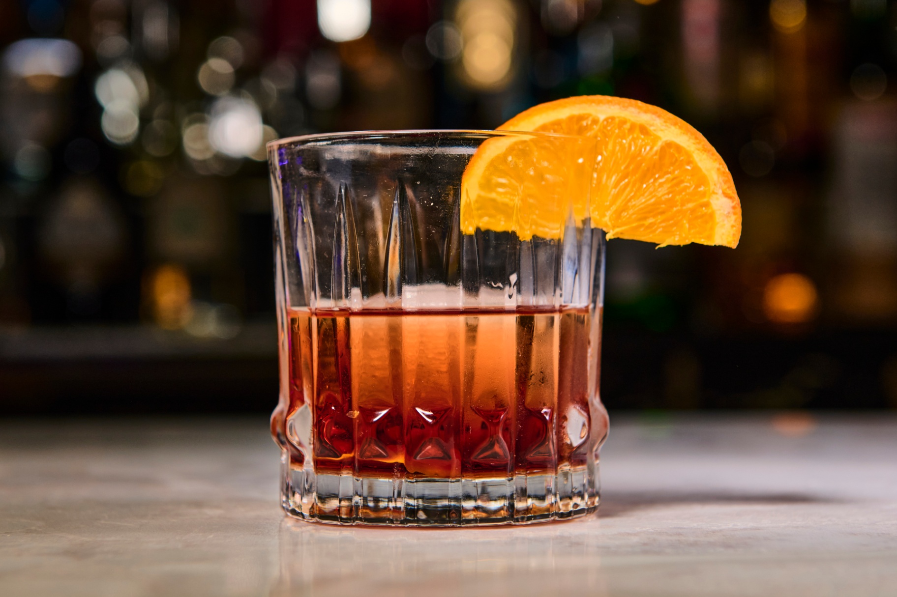 Old Fashioned whiskey cocktail at Platinum Mic upscale karaoke lounge Brooklyn