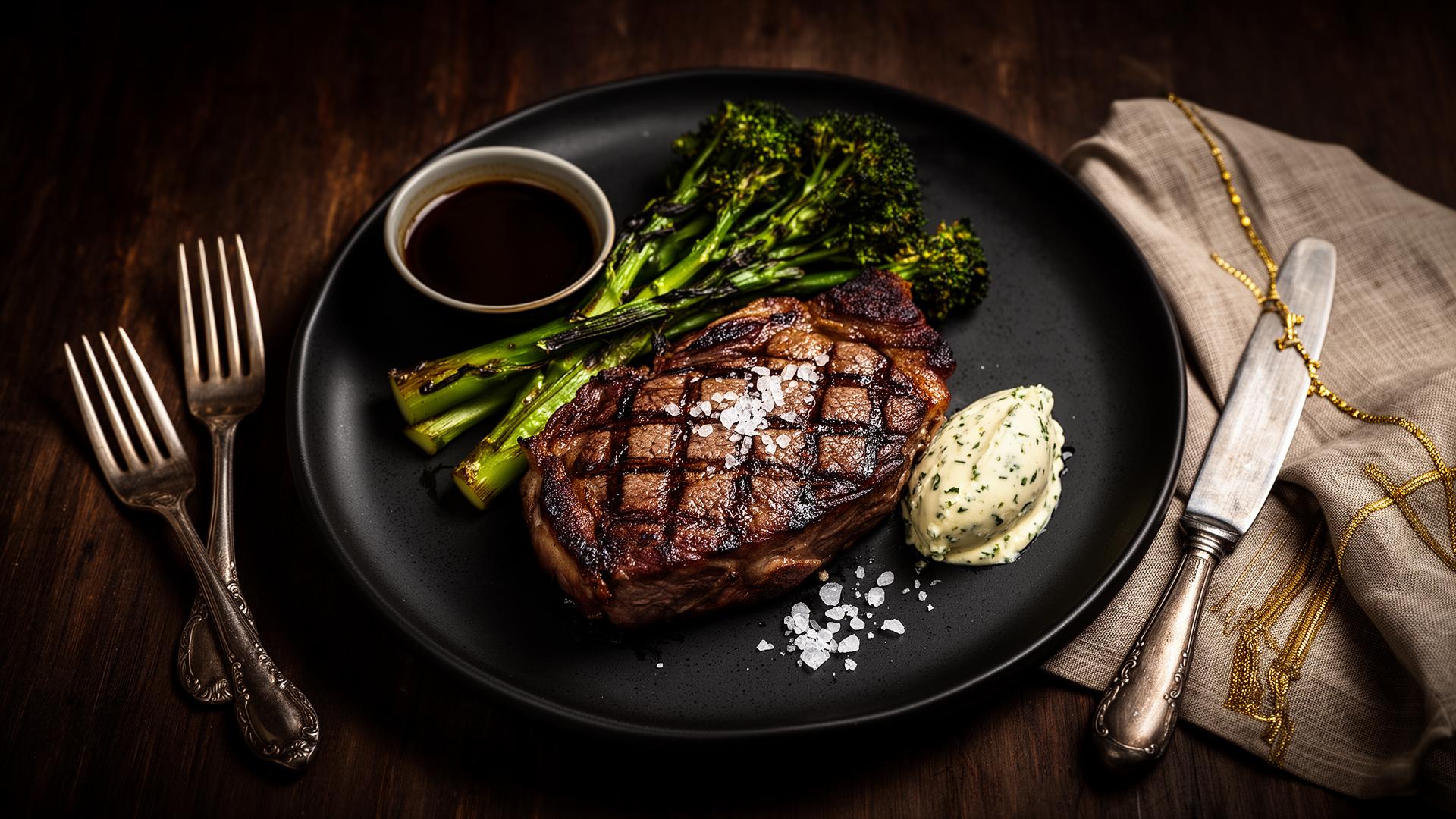 Premium steak with fresh sides